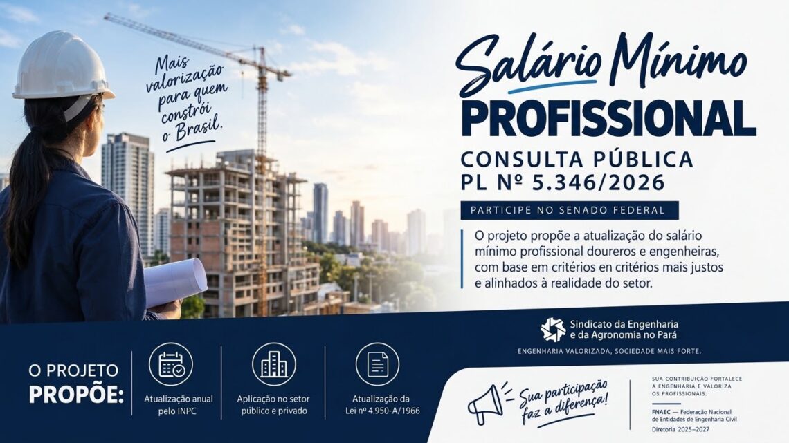 Proposta prevê atualização do salário-mínimo profissional de categorias vinculadas ao Sistema Confea/Crea